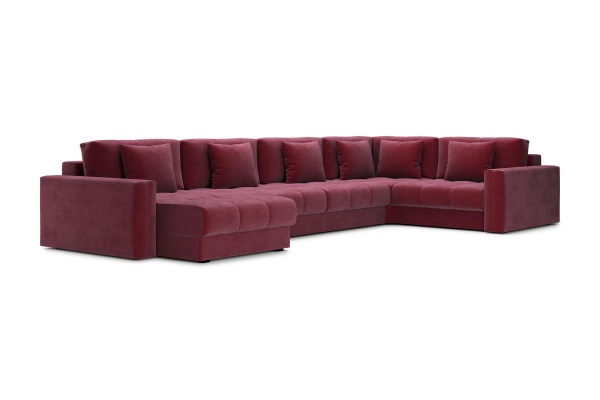 Диван п-образный тик-так Монарх бордовый
